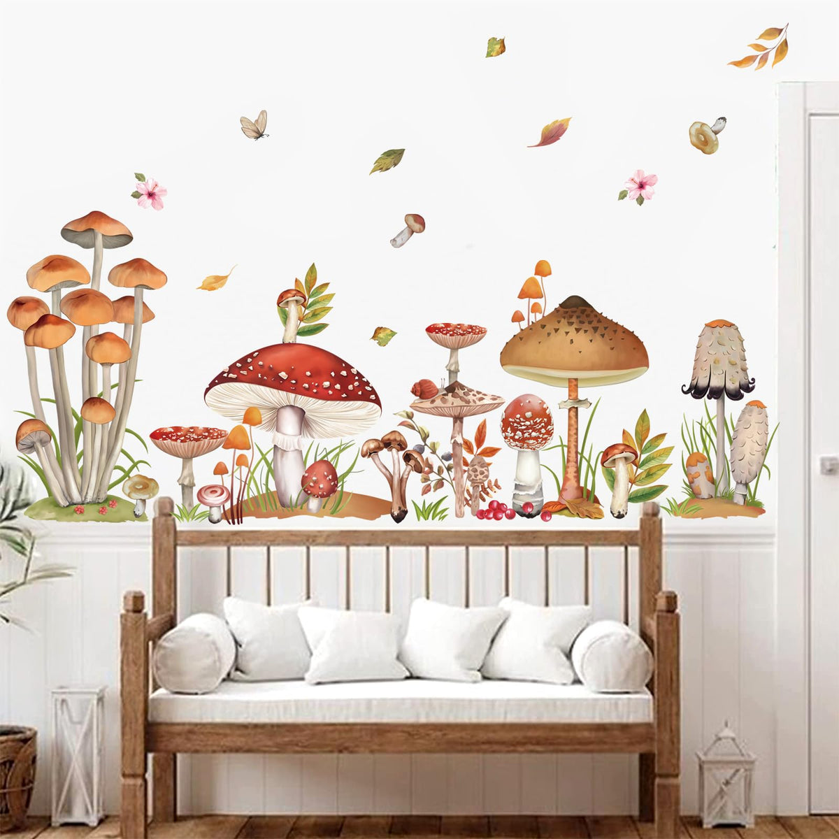 Decalmile woodland mushroom wall decals brighten kids' rooms with forest whimsy.
