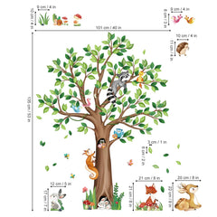 Decalmile woodland tree wall stickers branch detail enhances nature-inspired focus area.