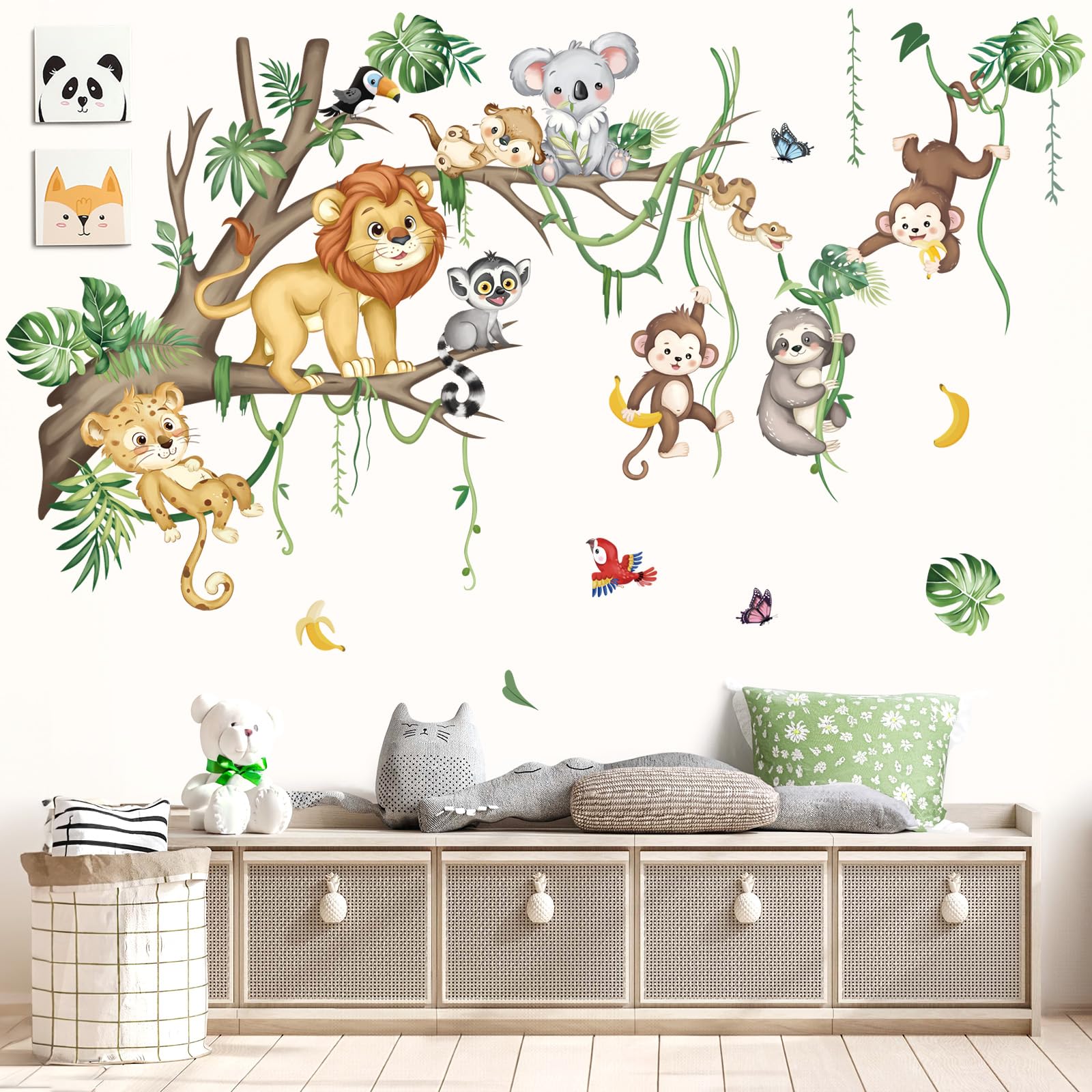 Decalmile XL leopard and koala wall decals brighten a bedroom play area