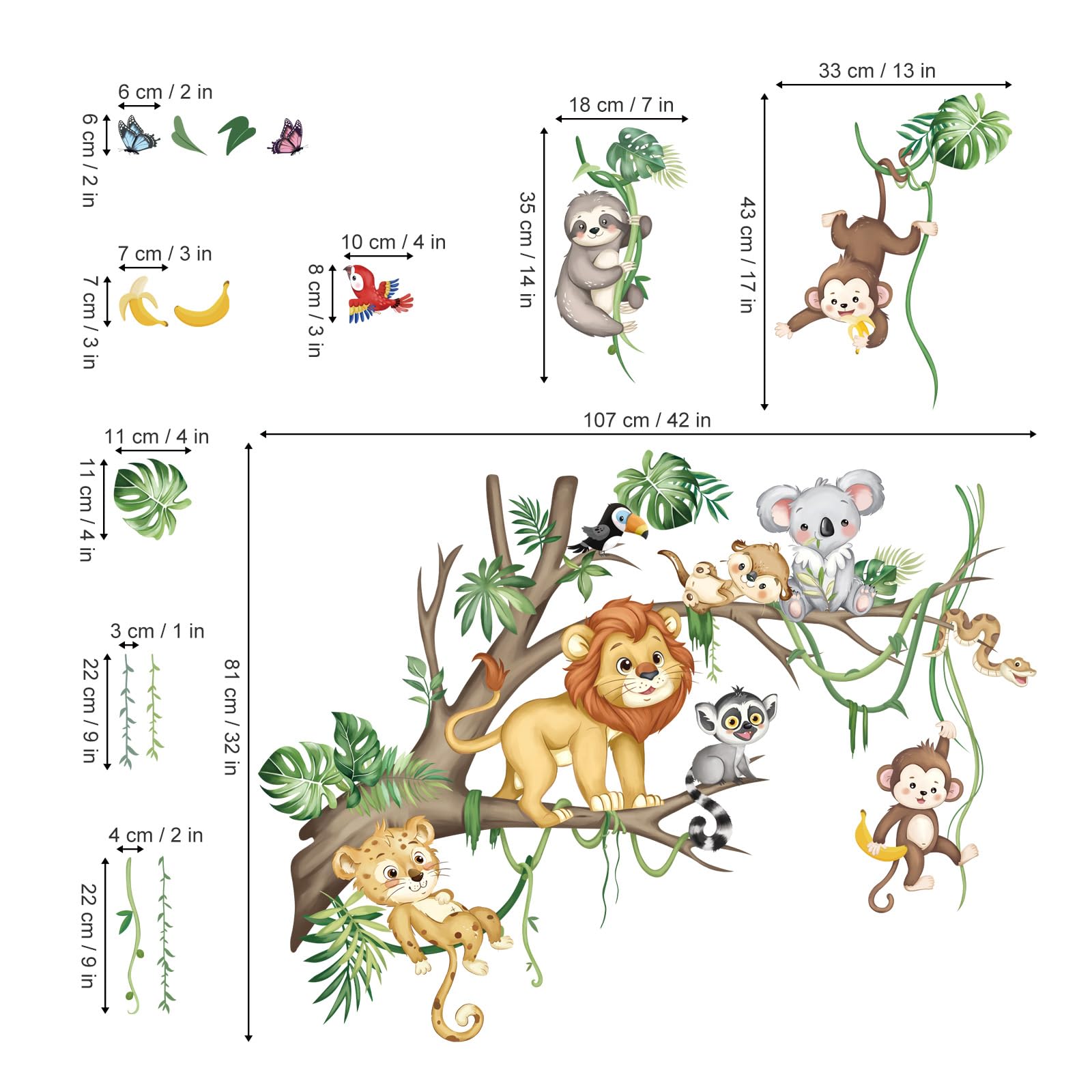 Decalmile XL monkey tree-branch sticker creates playful wall narrative in playroom