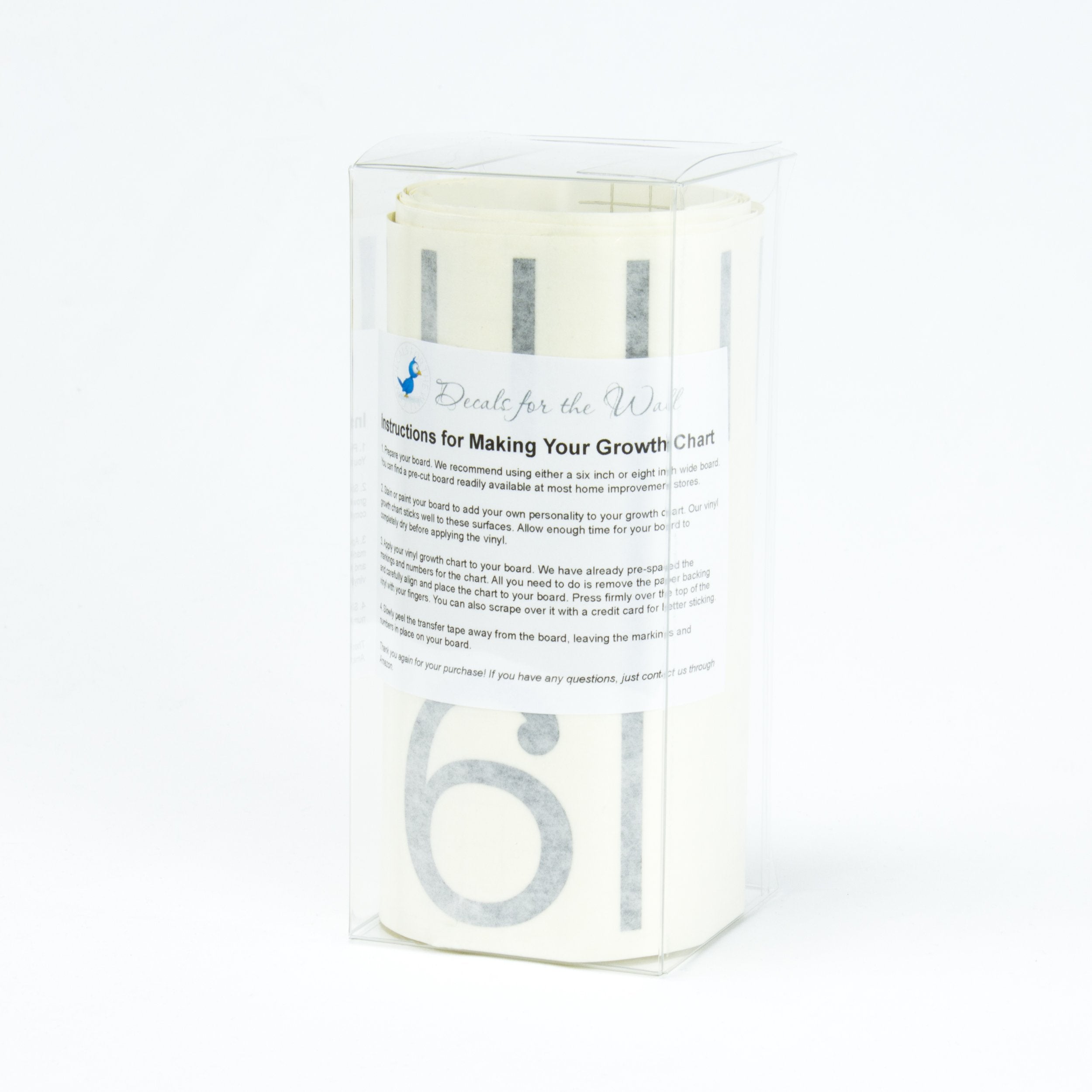 Decals for the Wall growth chart with six-inch extension for flexible height tracking.
