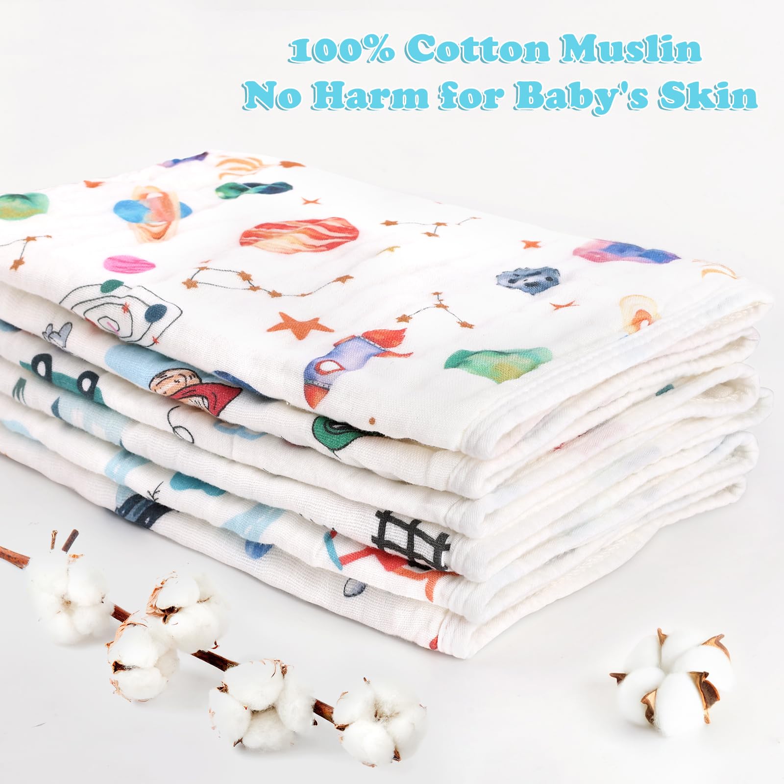 Decalsweet muslin burp cloths demonstrate six-layer absorbency for spill-ready performance