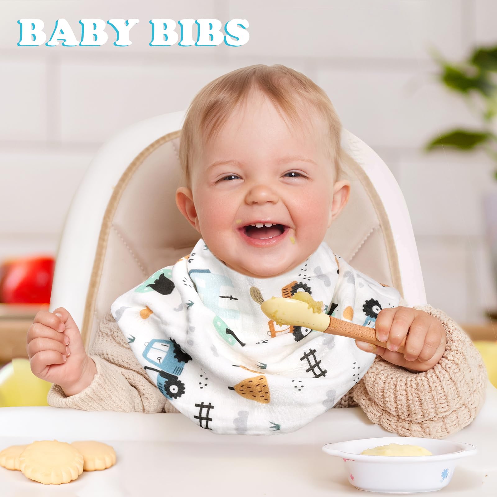 Decalsweet burp cloths in use around baby during feeds