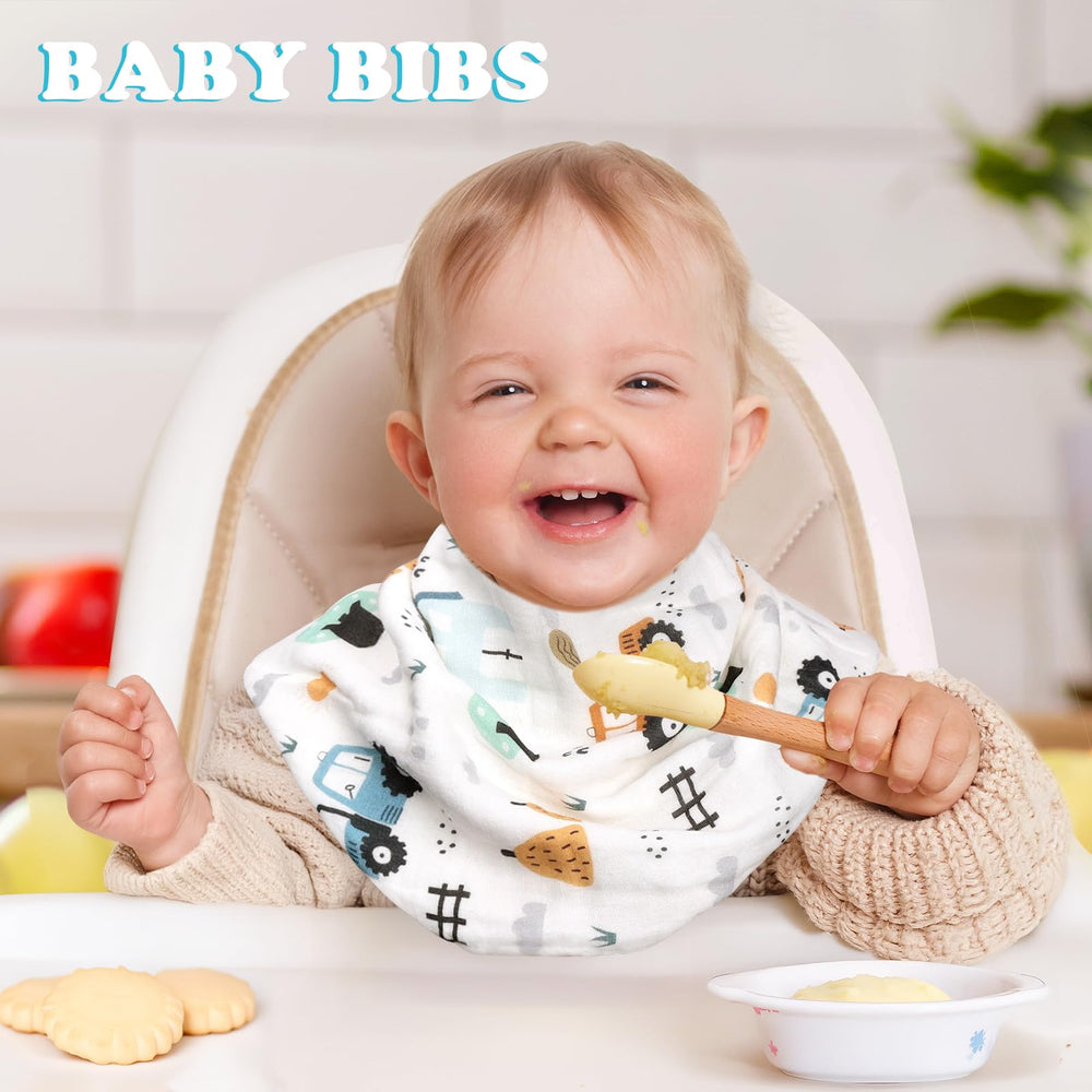 Decalsweet burp cloths in use around baby during feeds