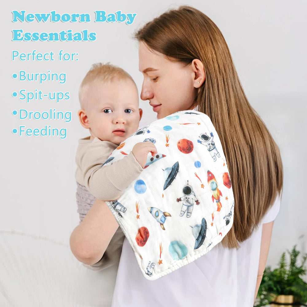 Decalsweet burp cloths measure 20x12 inches for versatile coverage