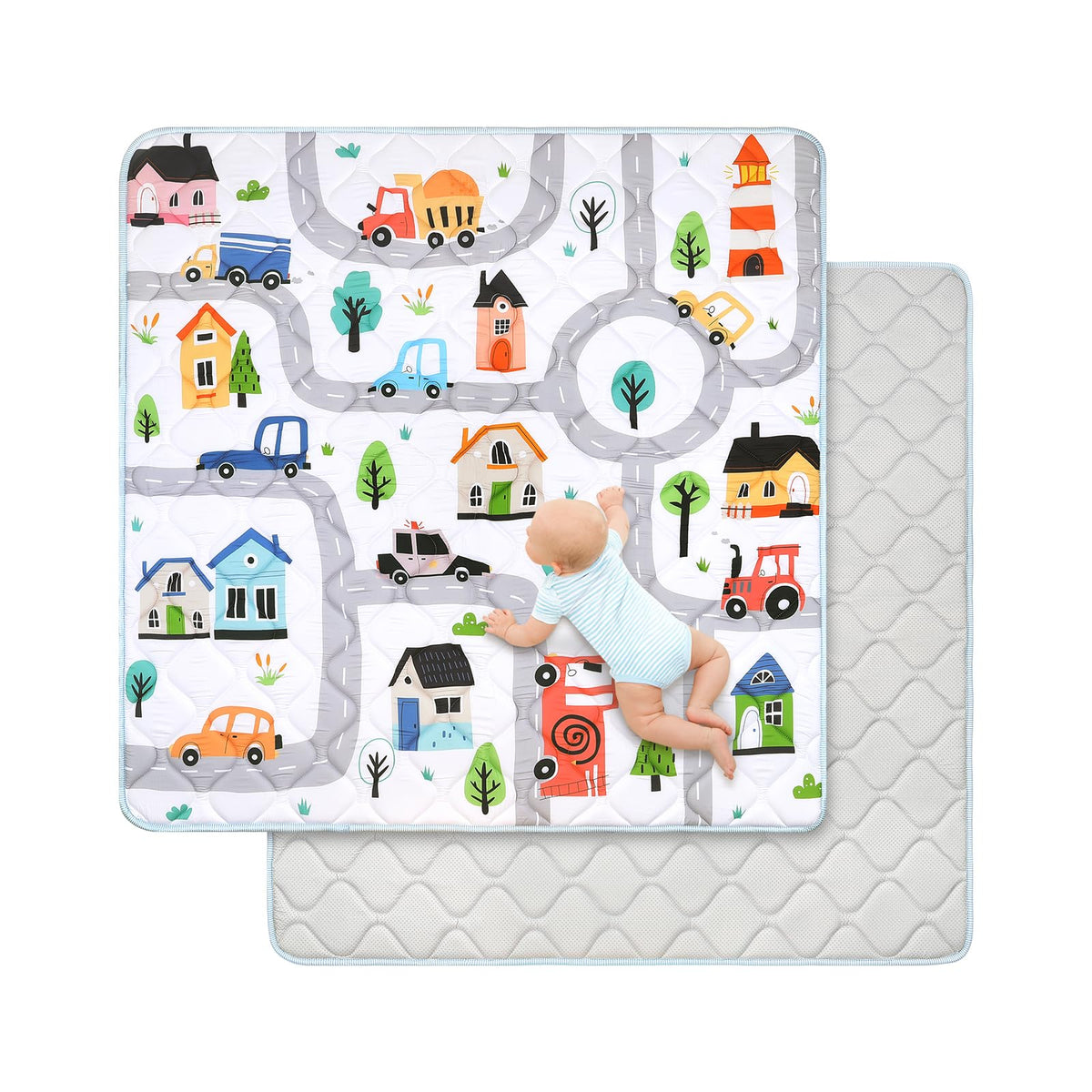 Decalsweet baby play mat 50x50 foam with non-slip bottom for safe tummy time