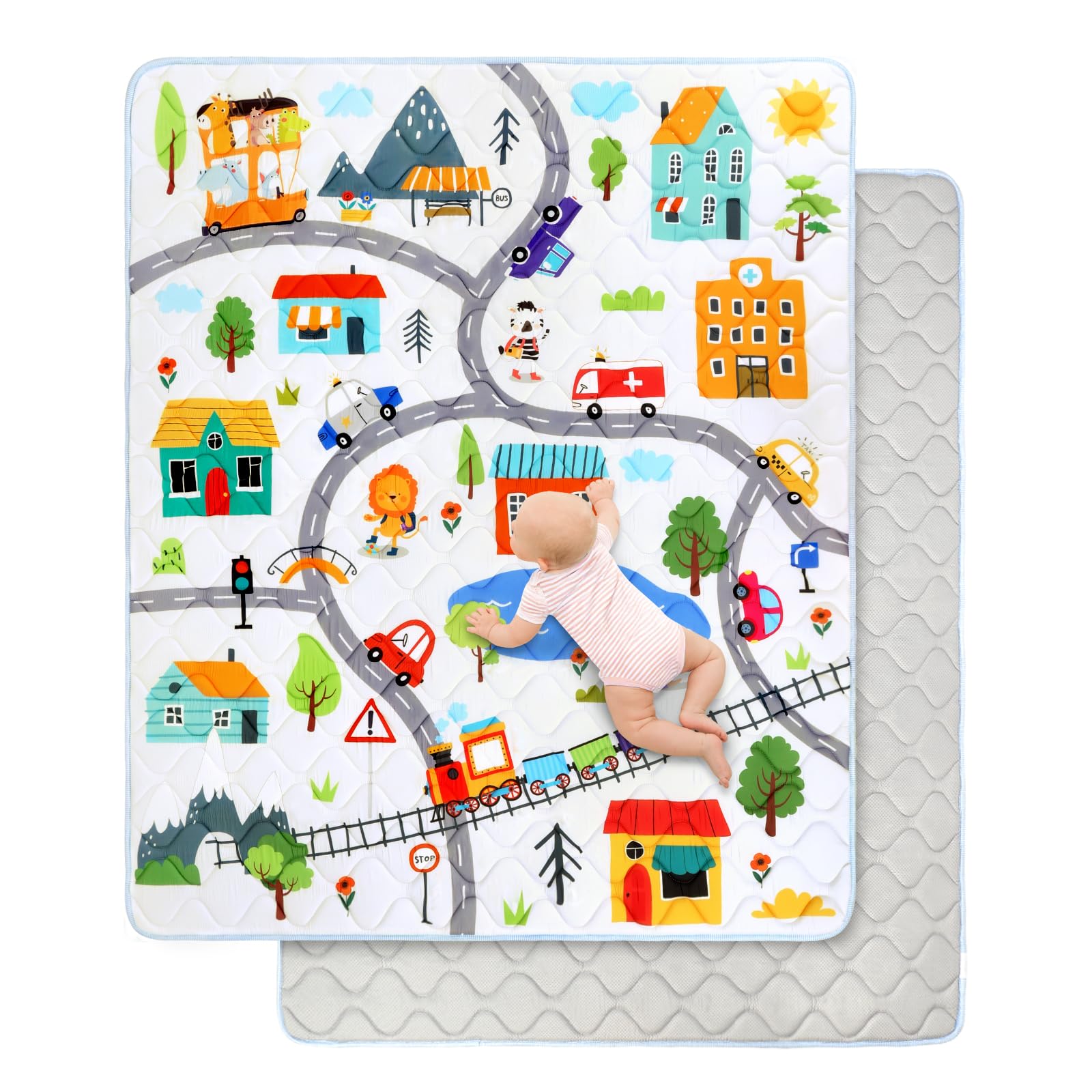 DecalSweet baby play mat with extra-thick foam for comfy tummy time