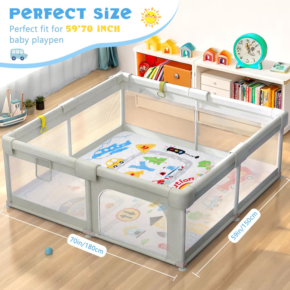 Decalsweet baby play mat-59x71-inches provides ample crawling space for toddlers.