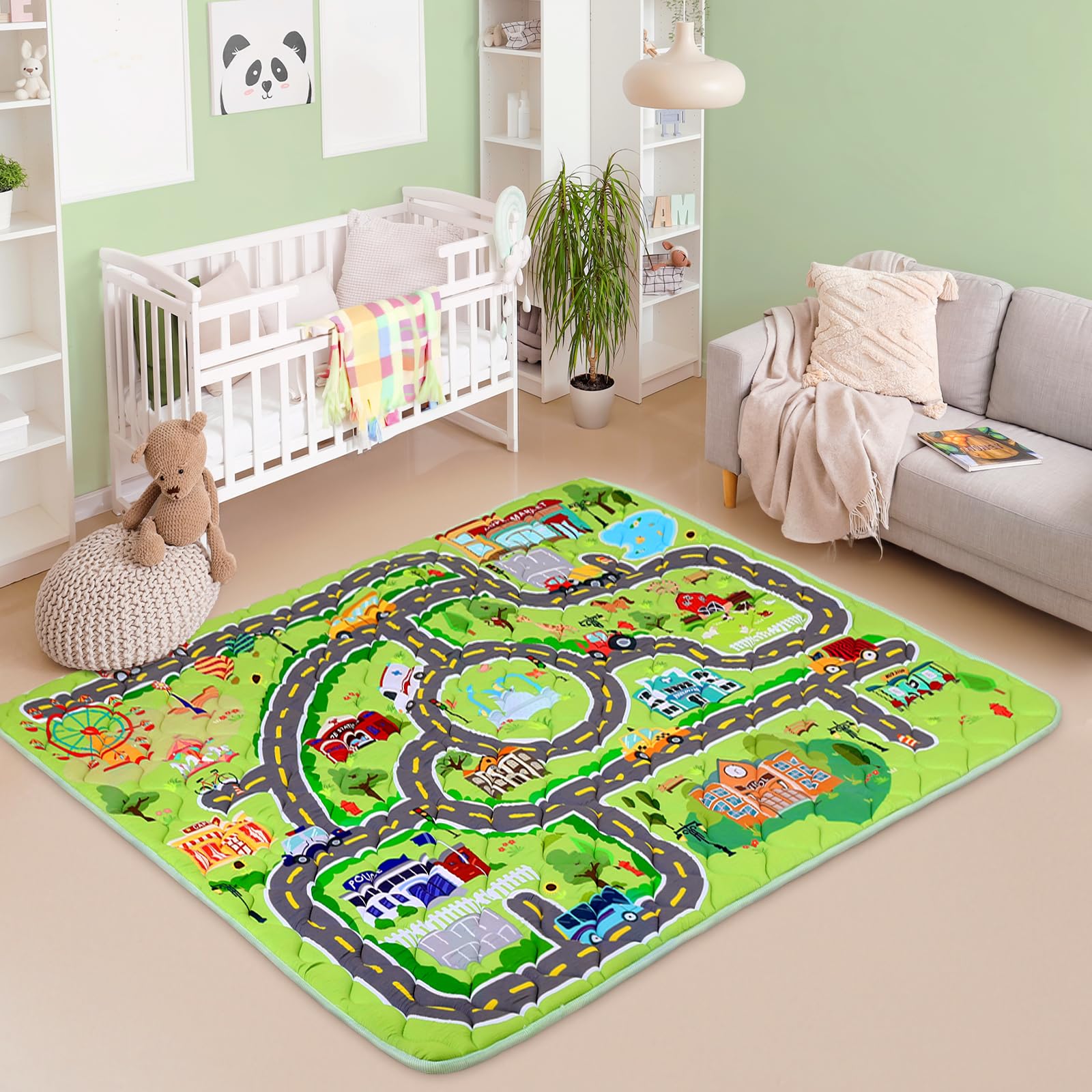 Decalsweet baby play mat 59x71 layout shows ample crawl space for exploration