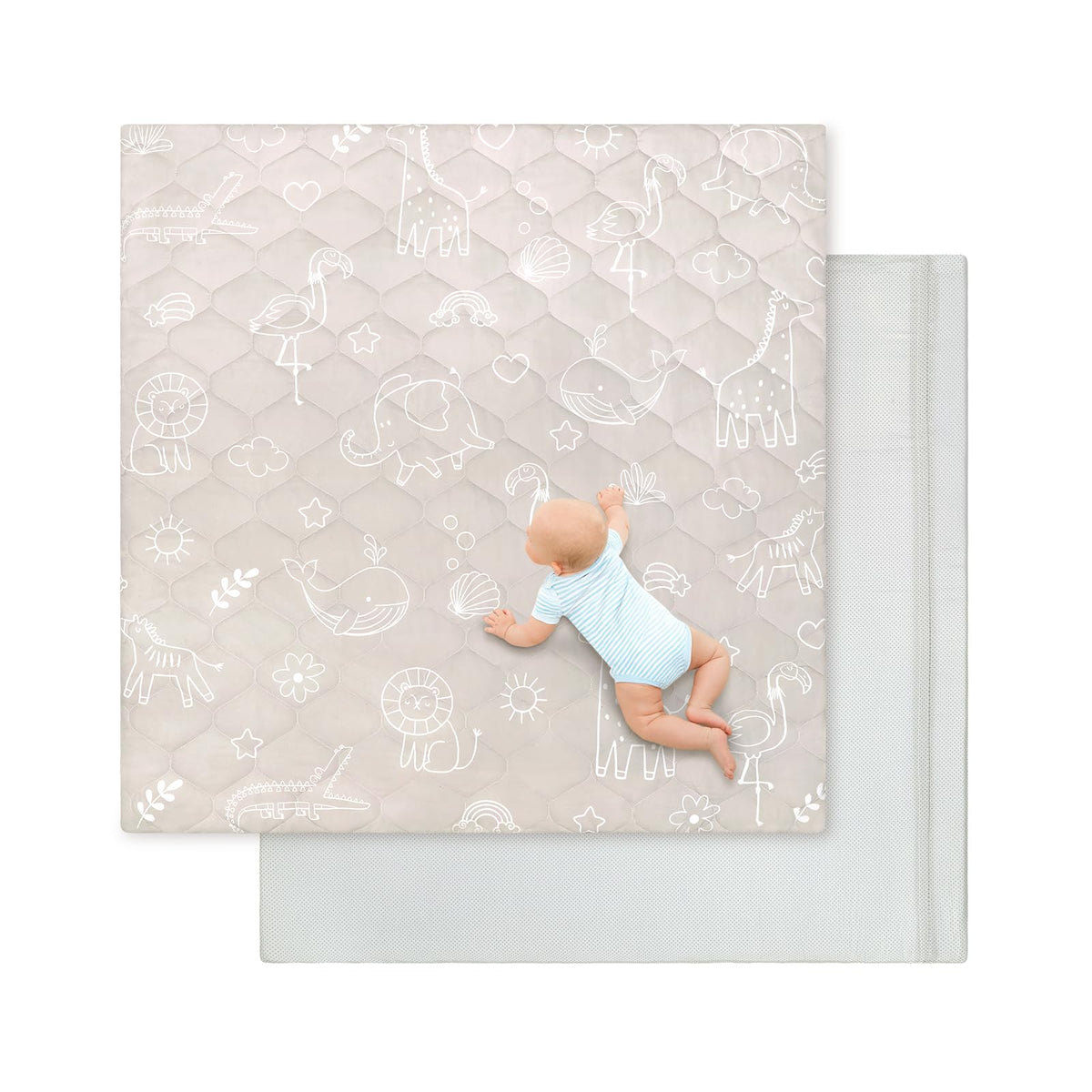 DecalSweet Baby Play Mat foam close-up shows extra-thick cushioning for comfy tummy time