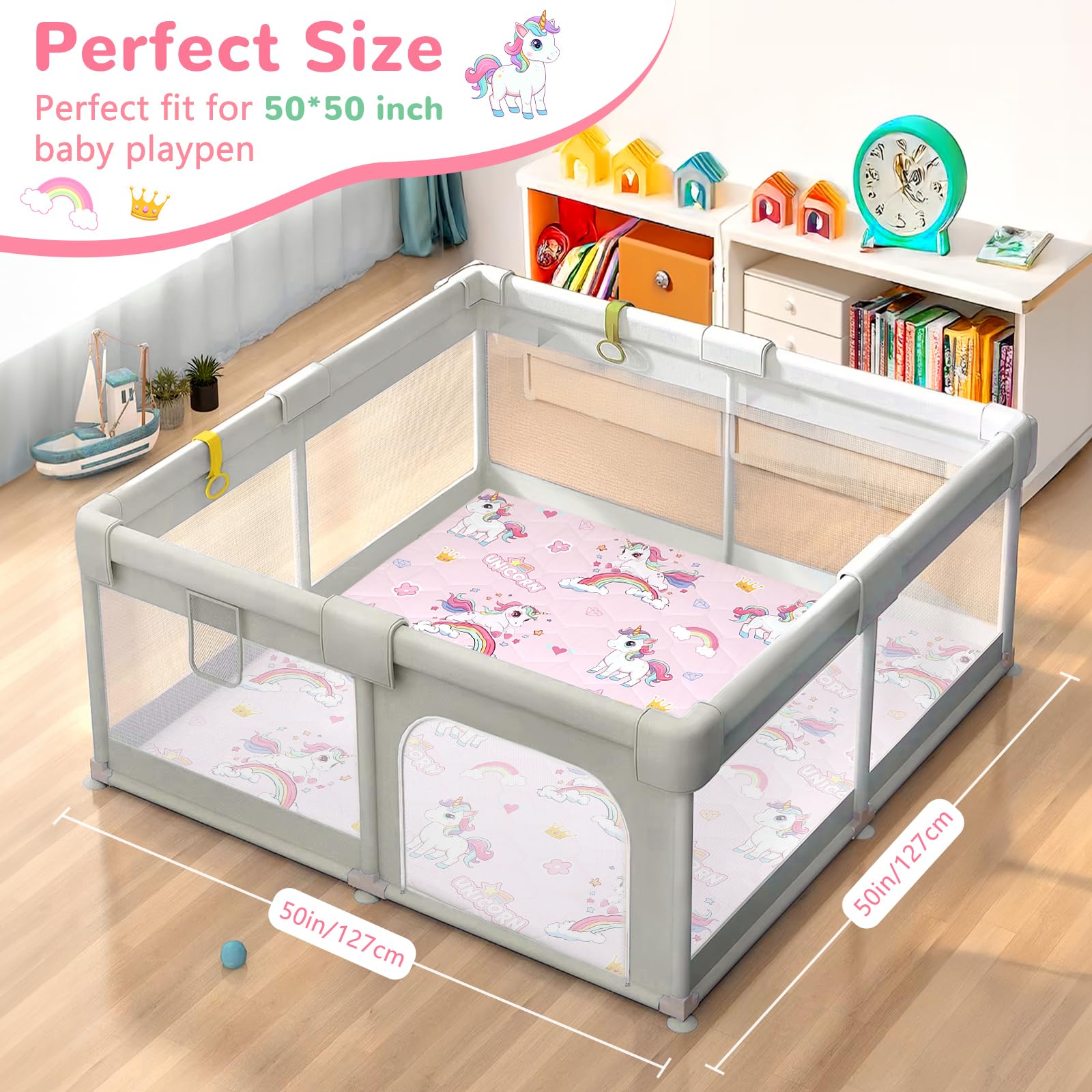 Decalsweet baby play mat foldable design for travel and storage convenience.