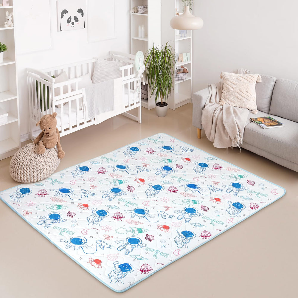 DecalSweet baby play mat in use in living room creating a safe play space