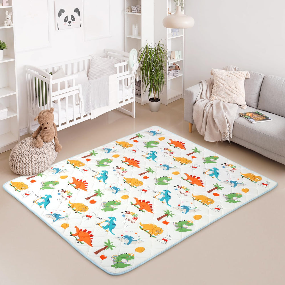 DecalSweet baby play mat in living room doubles as decor and safe play space