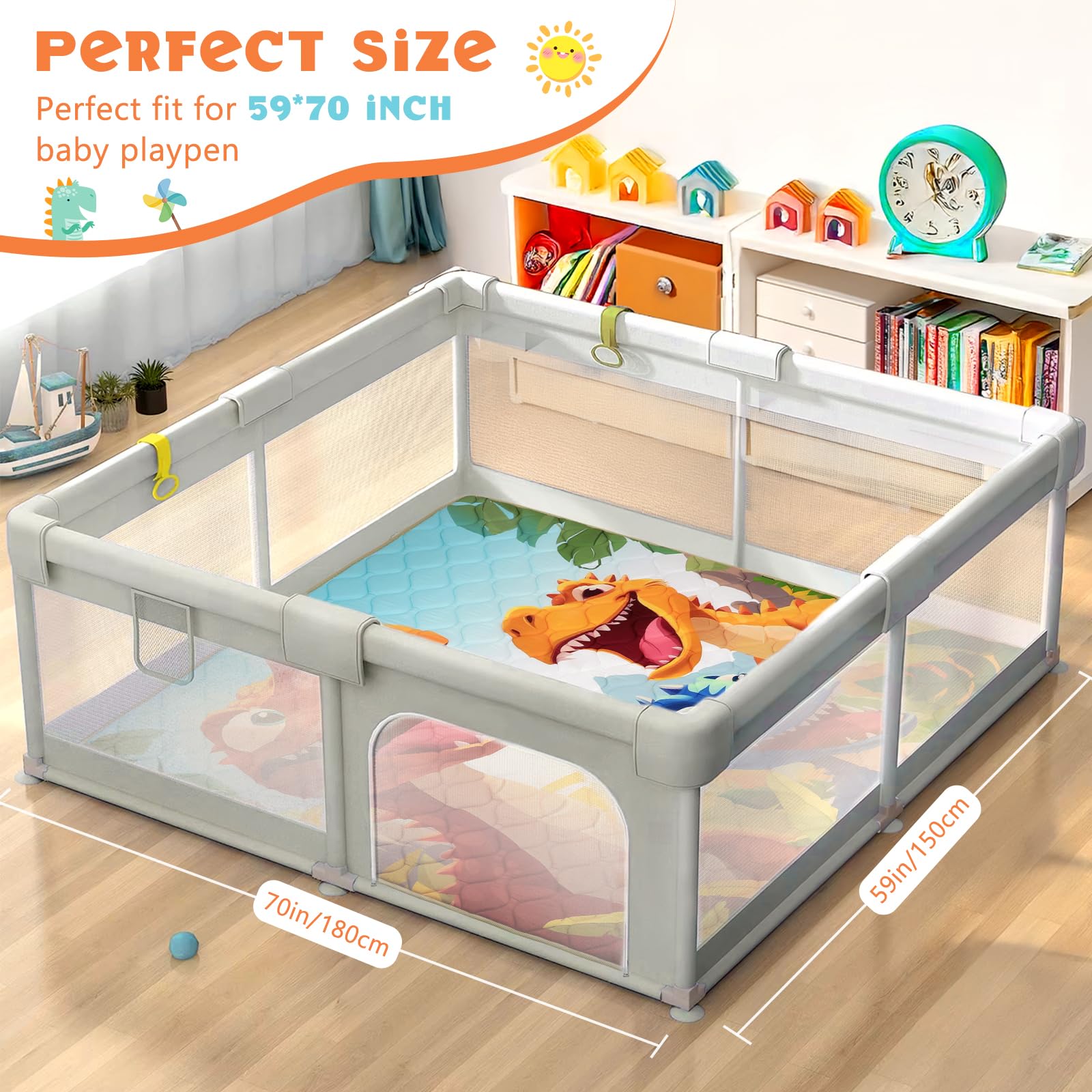 DecalSweet baby play mat with non-slip bottom improves safety during playtime.