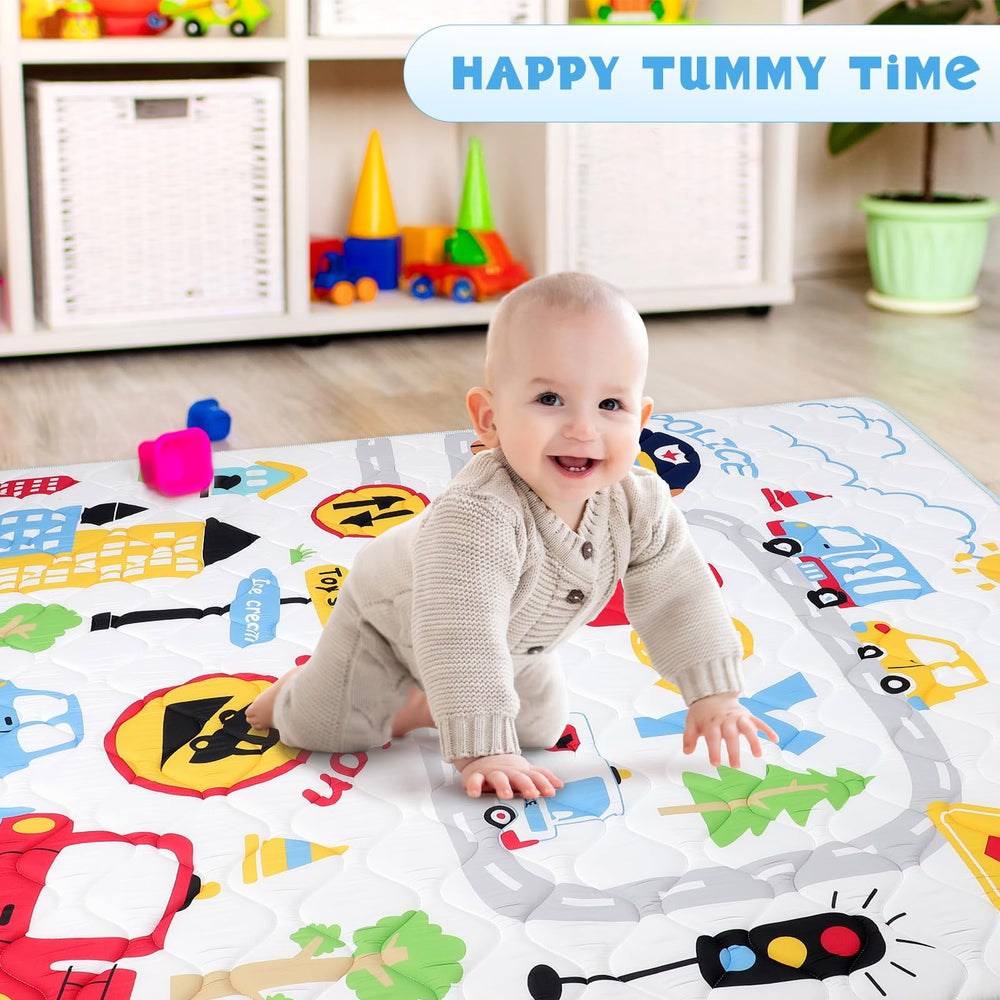 Decalsweet baby play mat-non-slip-bottom stays in place during play.