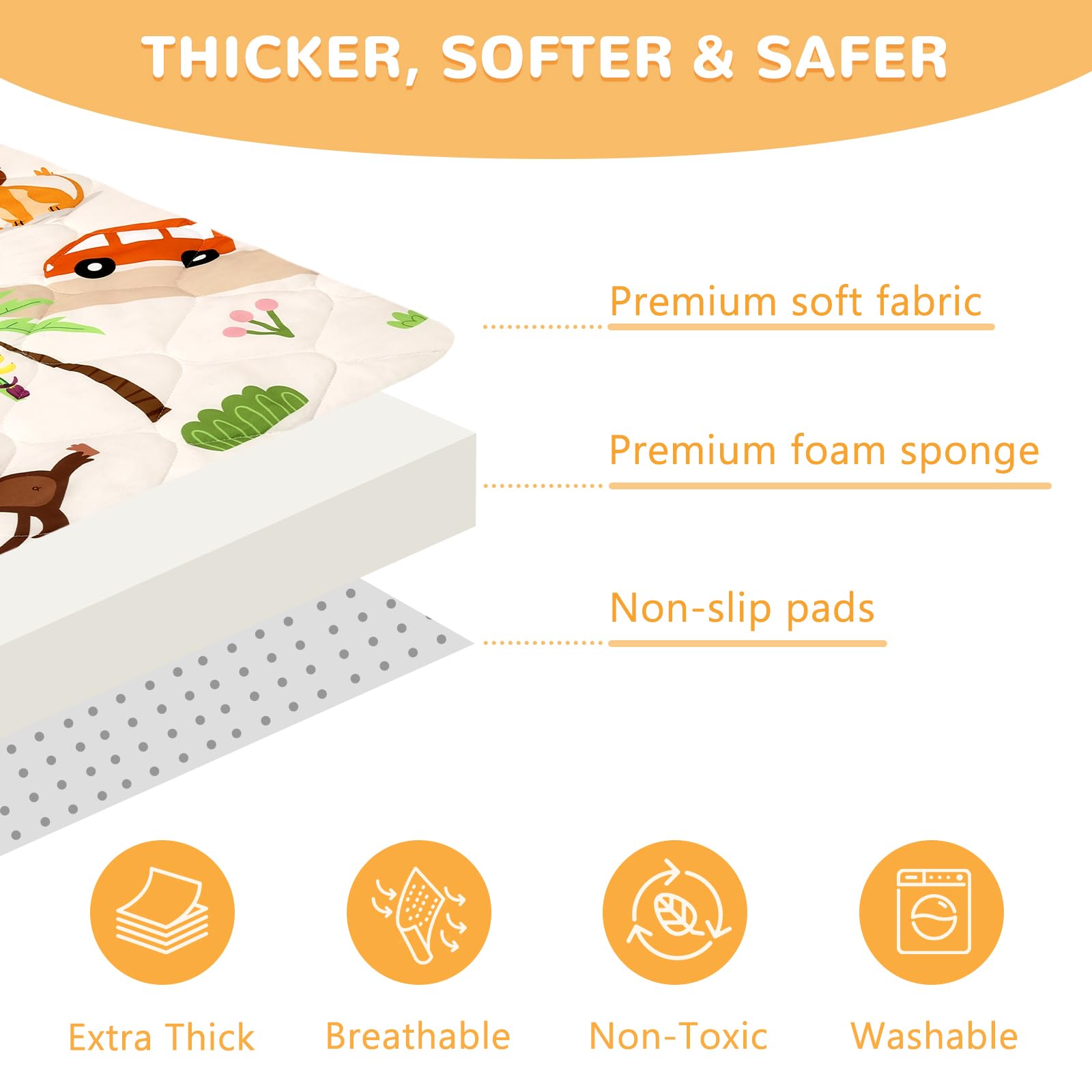 Decalsweet baby play mat non-slip bottom keeps crawlers steady