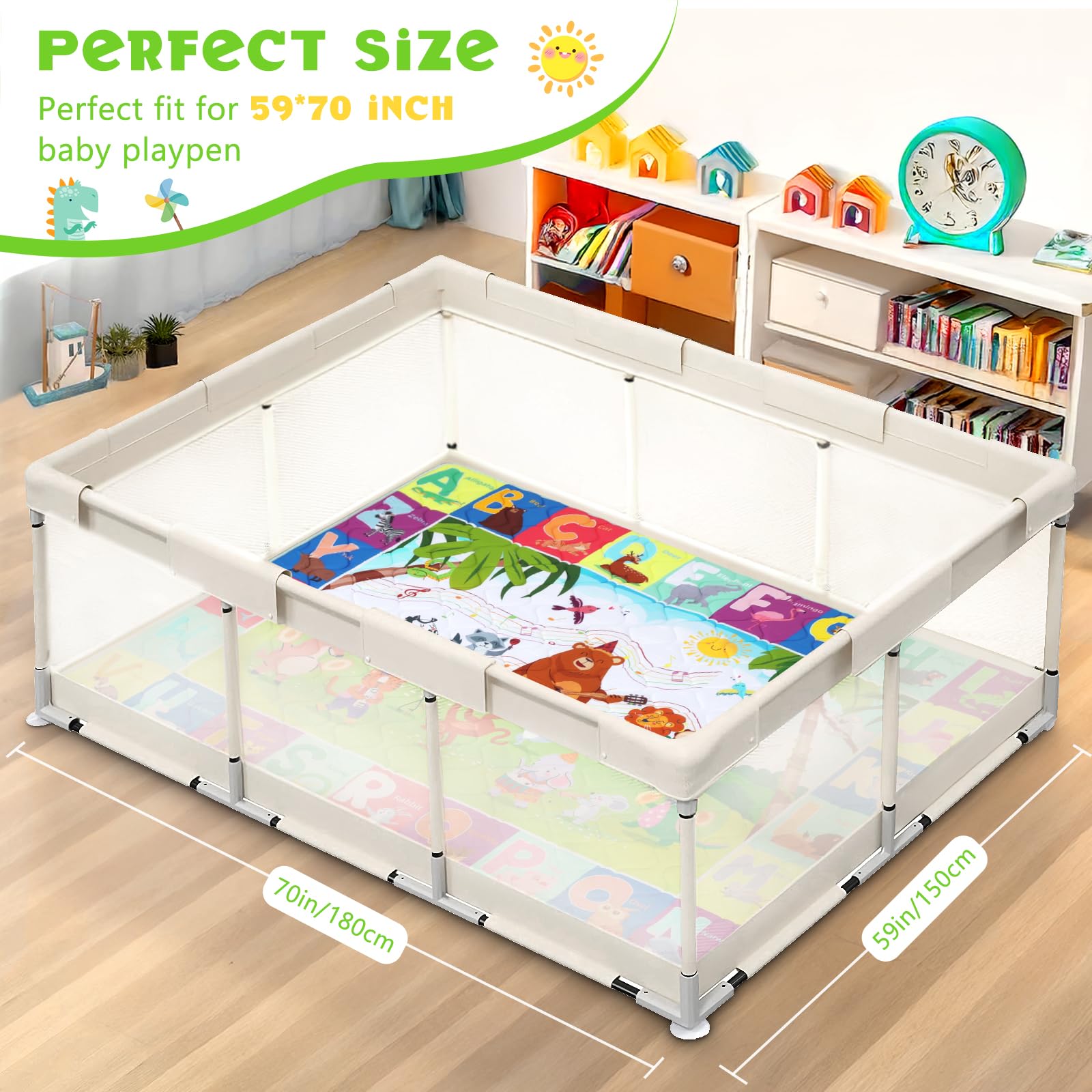 Decalsweet baby play mat pattern close-up with bright colors for visual play