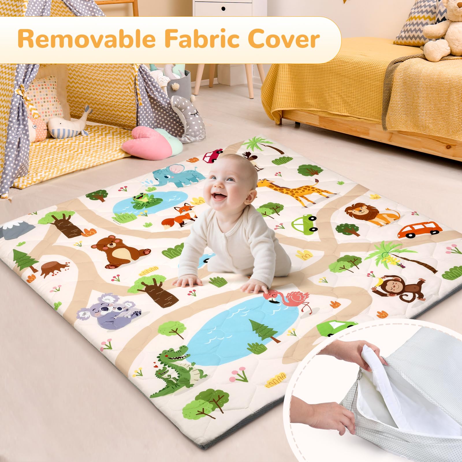Decalsweet play mat pattern with vibrant colors stimulates visual interest