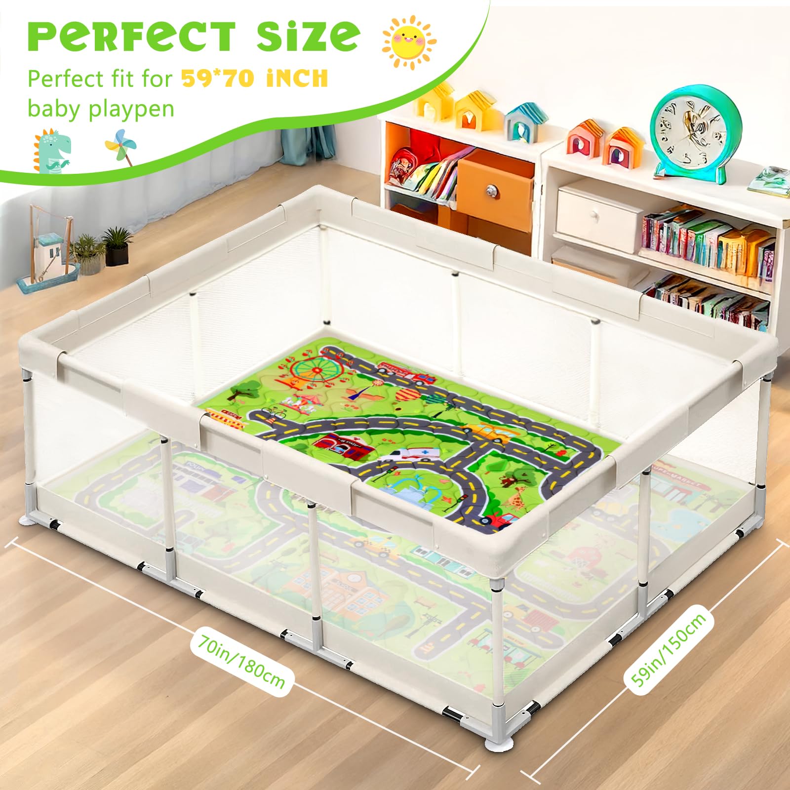 Decalsweet baby play mat washable fabric ready for quick cleaning and reuse
