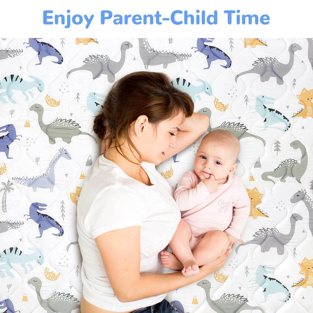 DecalSweet baby play mat uses washable fabrics for easy cleanup