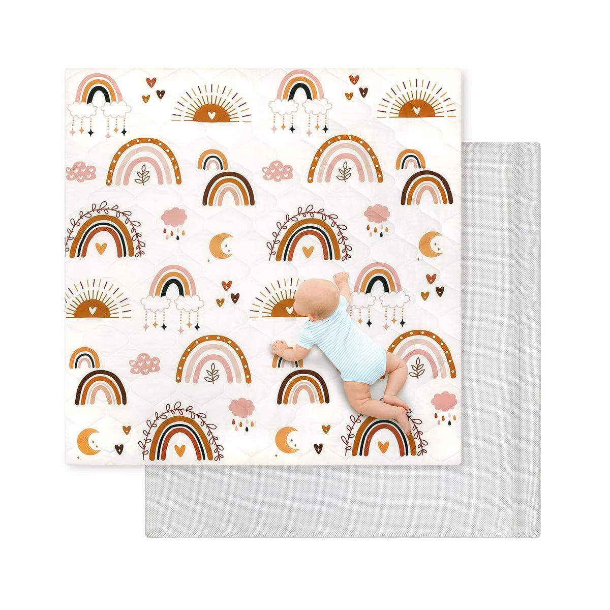 Decalsweet baby playmat 50x50 foam close-up highlights plush cushioning for tummy time.