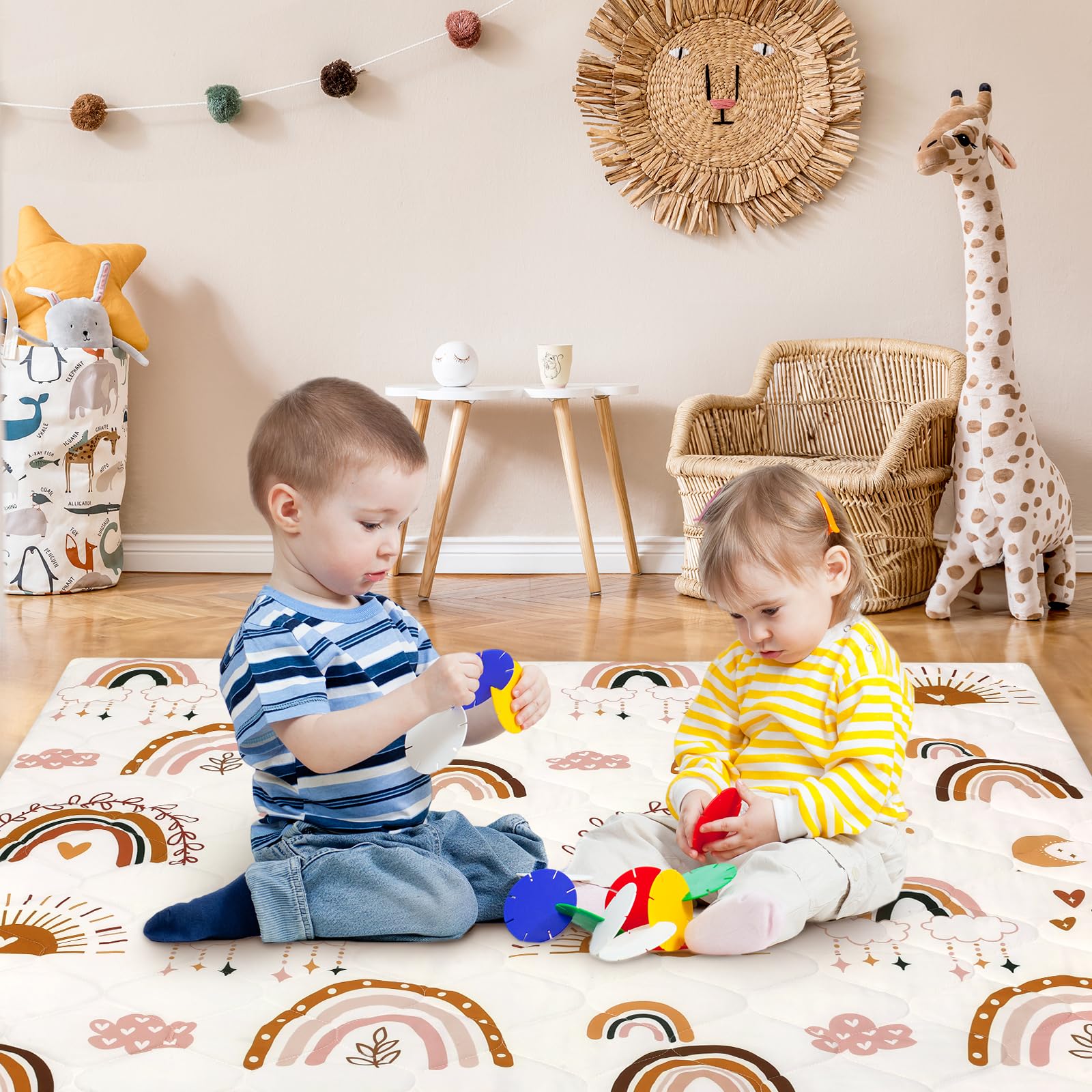Decalsweet baby playmat 50x50 outdoor-ready supports travel-friendly play.