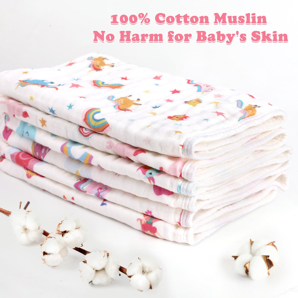 Decalsweet burp cloths six layers detail emphasizes high absorbency for gentle messes.