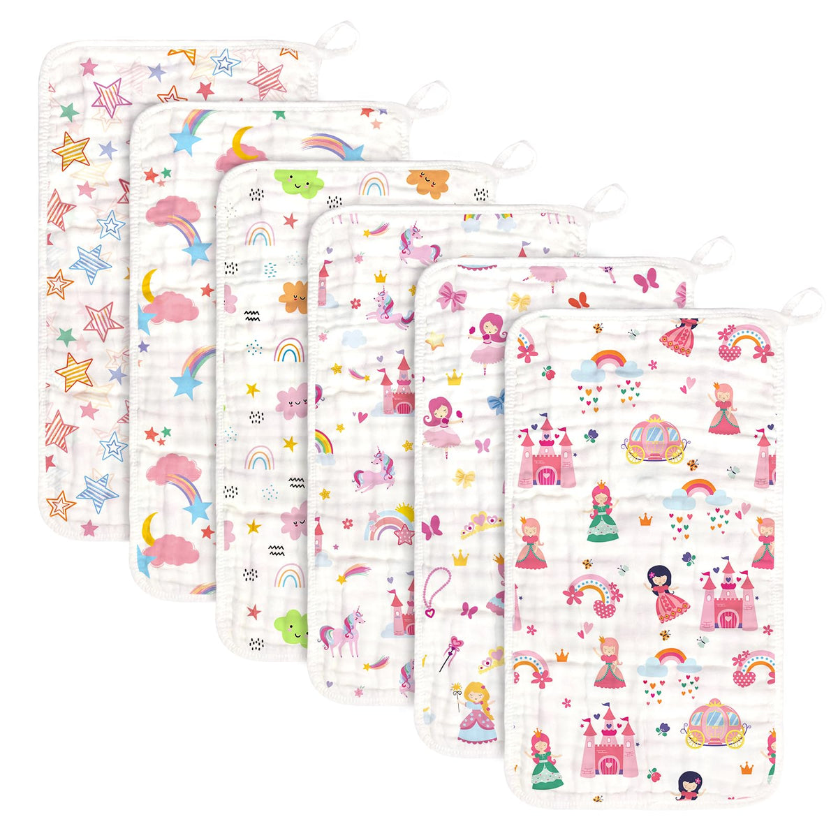 Decalsweet 6-layer muslin burp cloths, soft daily protection for baby's delicate skin.