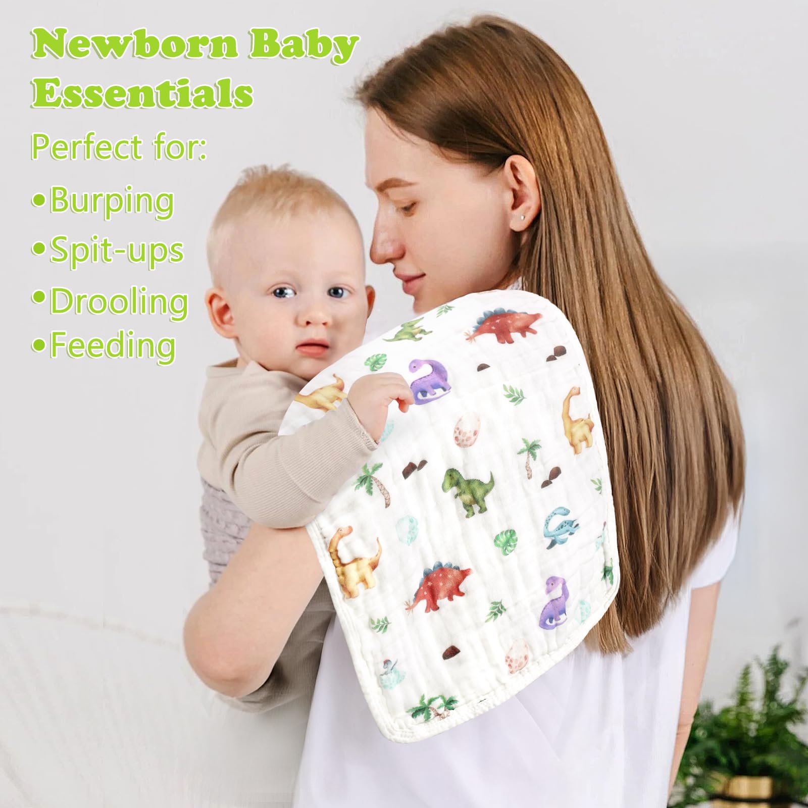 Decalsweet burp cloths show six unique patterns, a thoughtful newborn gift