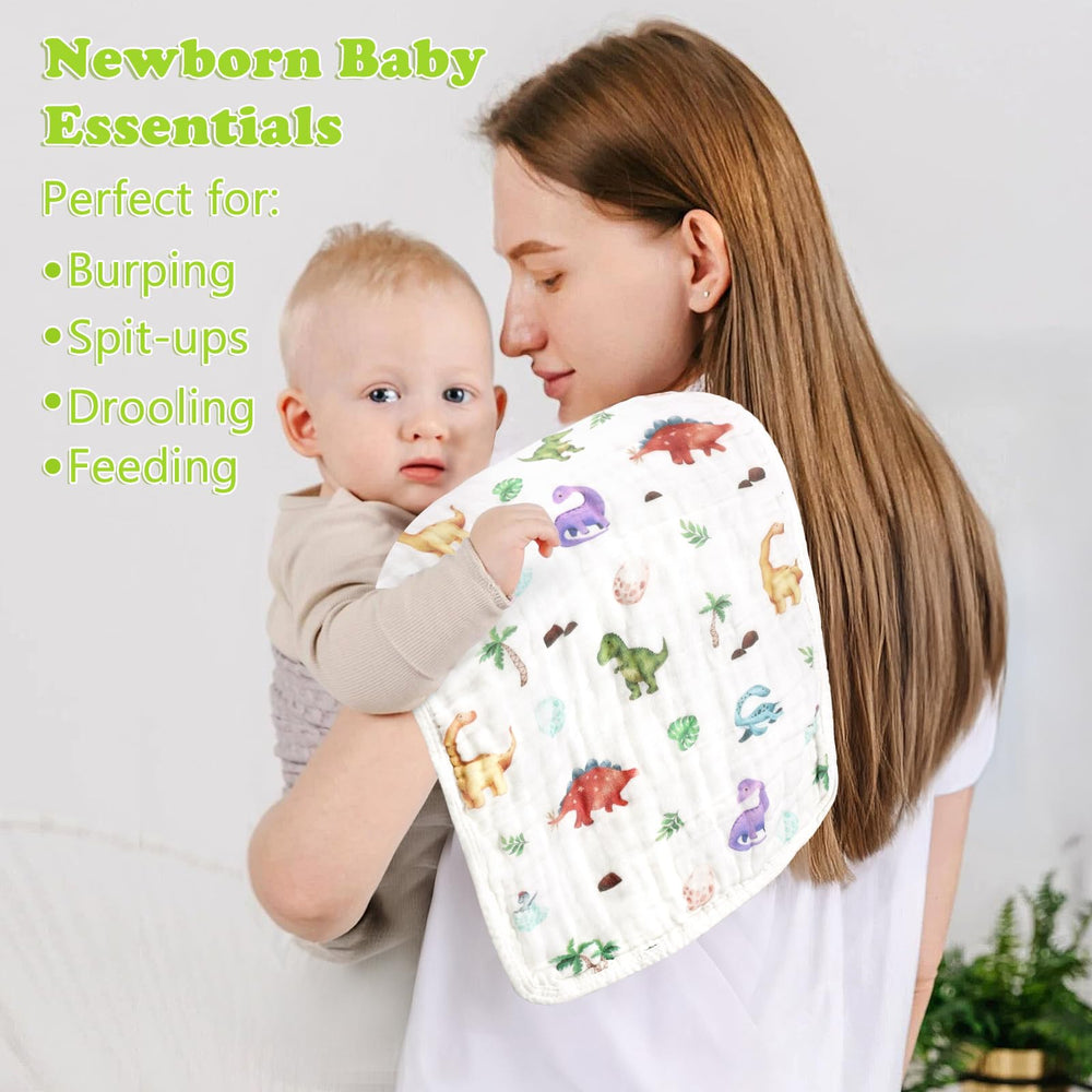 Decalsweet burp cloths show six unique patterns, a thoughtful newborn gift