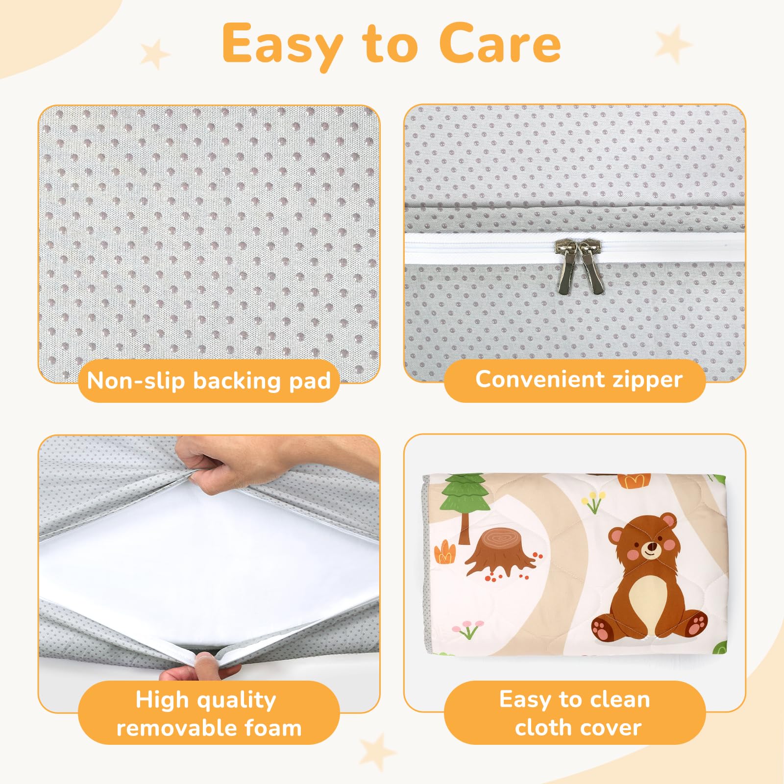 Decalsweet extra thick foam provides cushion during crawling and play