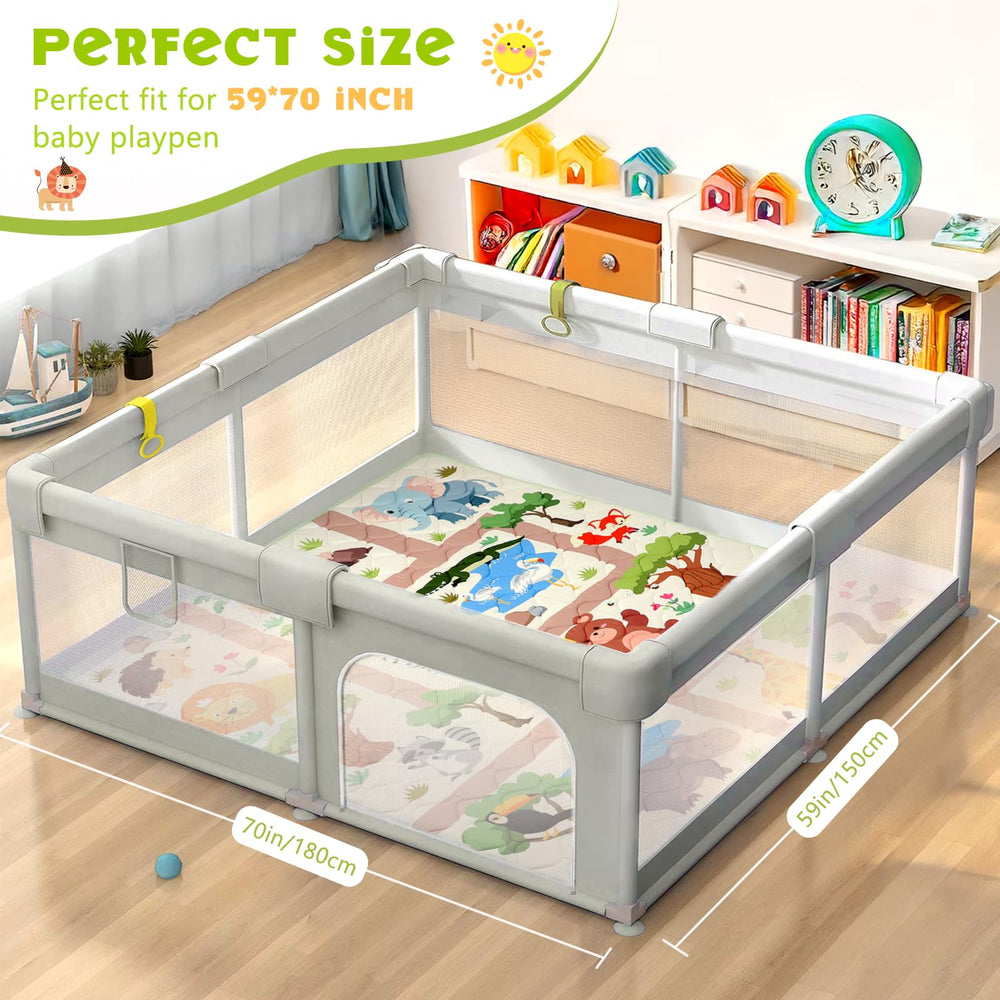 Decalsweet play mat with non-slip bottom for safer crawling and playtime