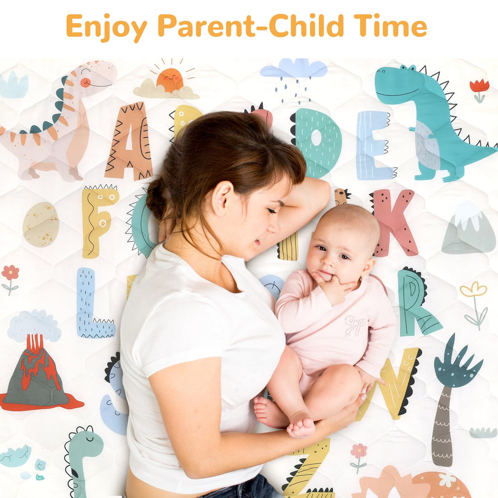 Decalsweet playmat 50x50 space provides ample crawling area for safe exploration.