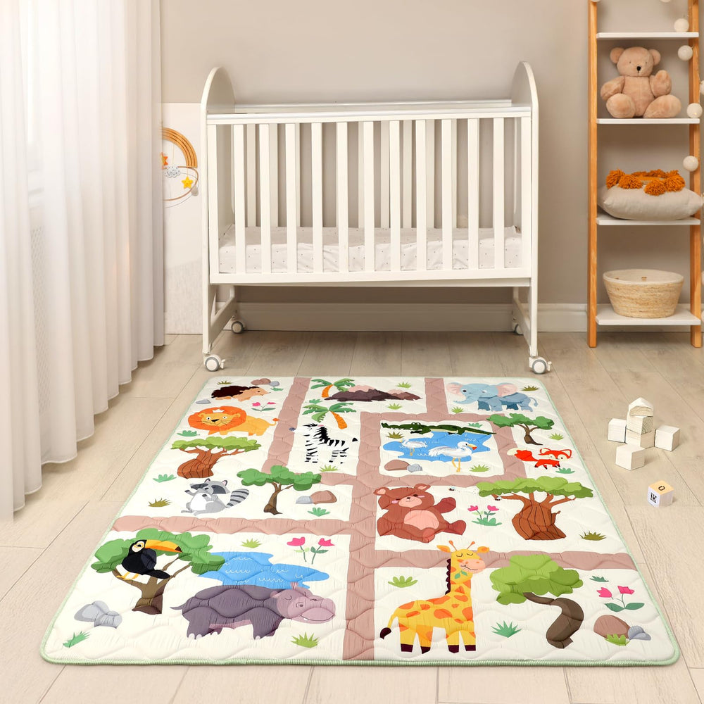 Decalsweet play mat shown in living room as versatile decor