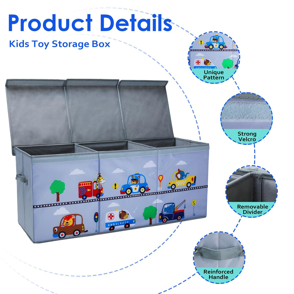 Decalsweet toy box chest folds flat for compact, easy stow-away storage.