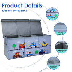Decalsweet toy box chest folds flat for compact, easy stow-away storage.