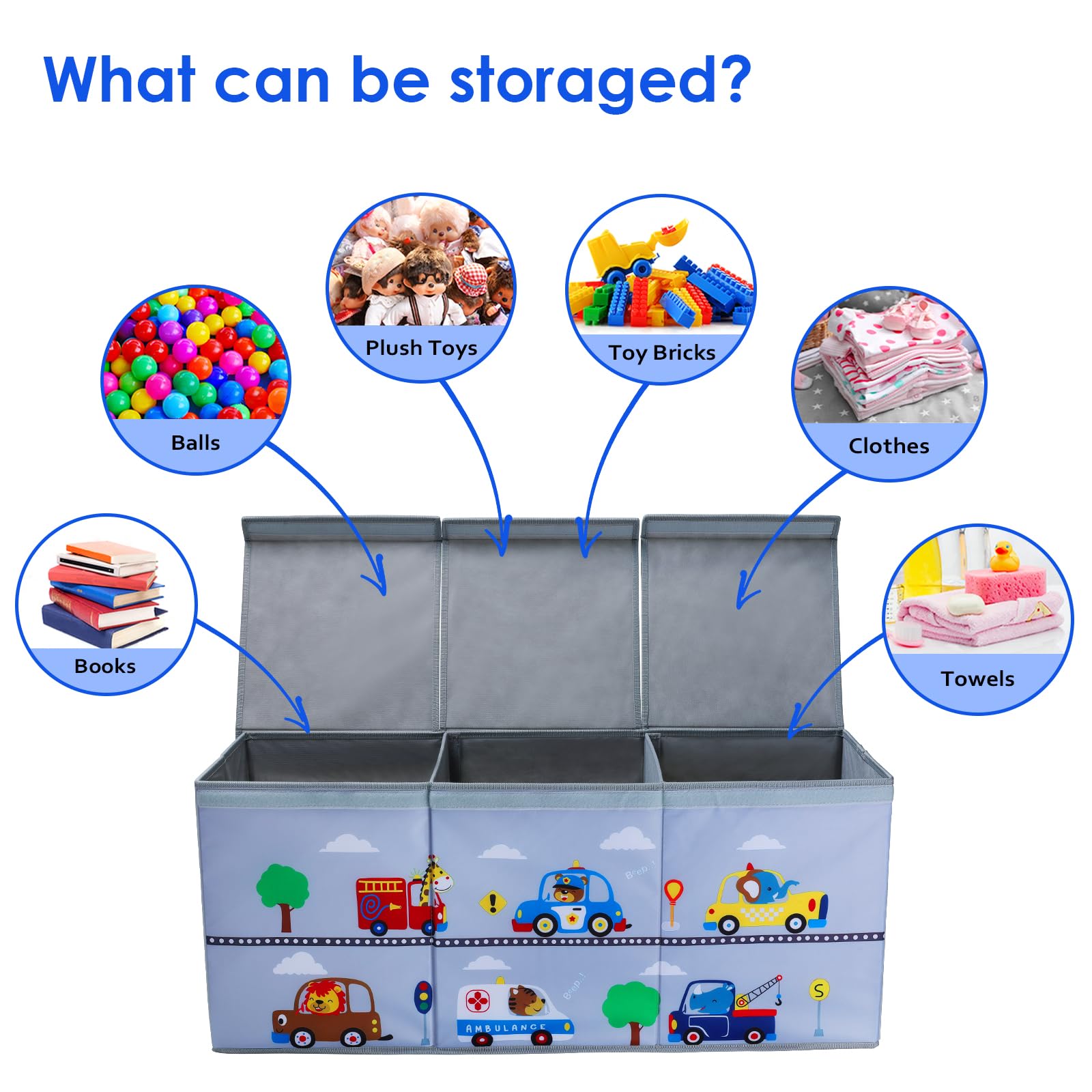 Decalsweet toy box chest with handles for easy transport and quick access.