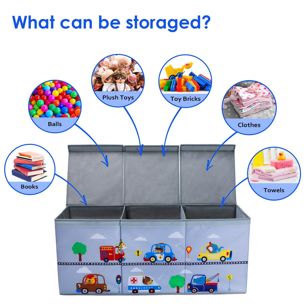 Decalsweet toy box chest with handles for easy transport and quick access.