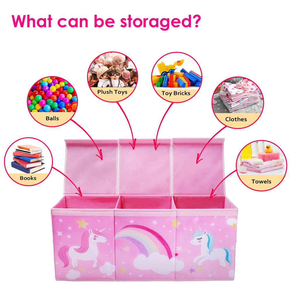Decalsweet Unicorn toy box dimensions 37-7-12-5-15-7 indicate generous storage.