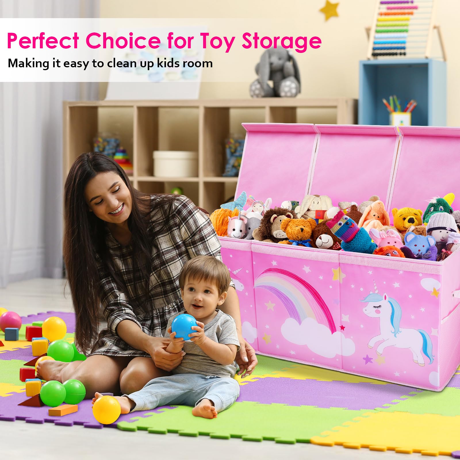 Decalsweet Unicorn toy box waterproof Oxford fabric keeps contents dry.