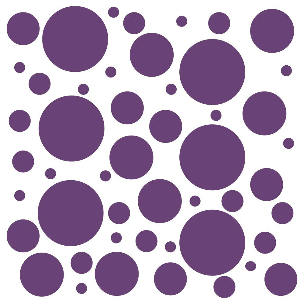 DecalVenue 100 purple polka dots wall decals are removable and safe on textured walls, ideal for nurseries.