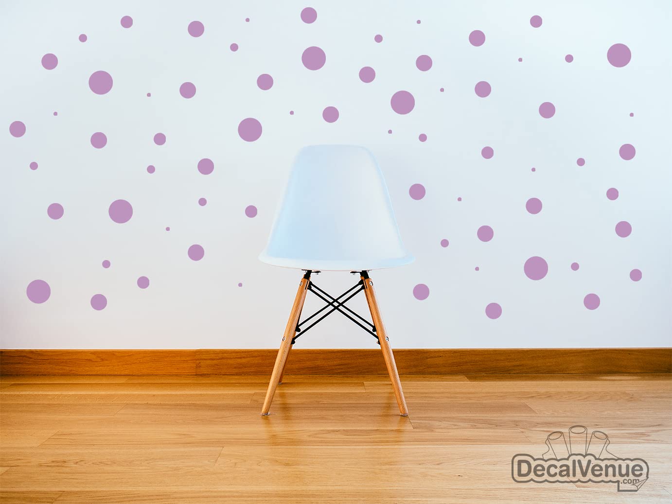 DecalVenue lilac polka-dots set brightens kids’ rooms with removable, residue-free application.