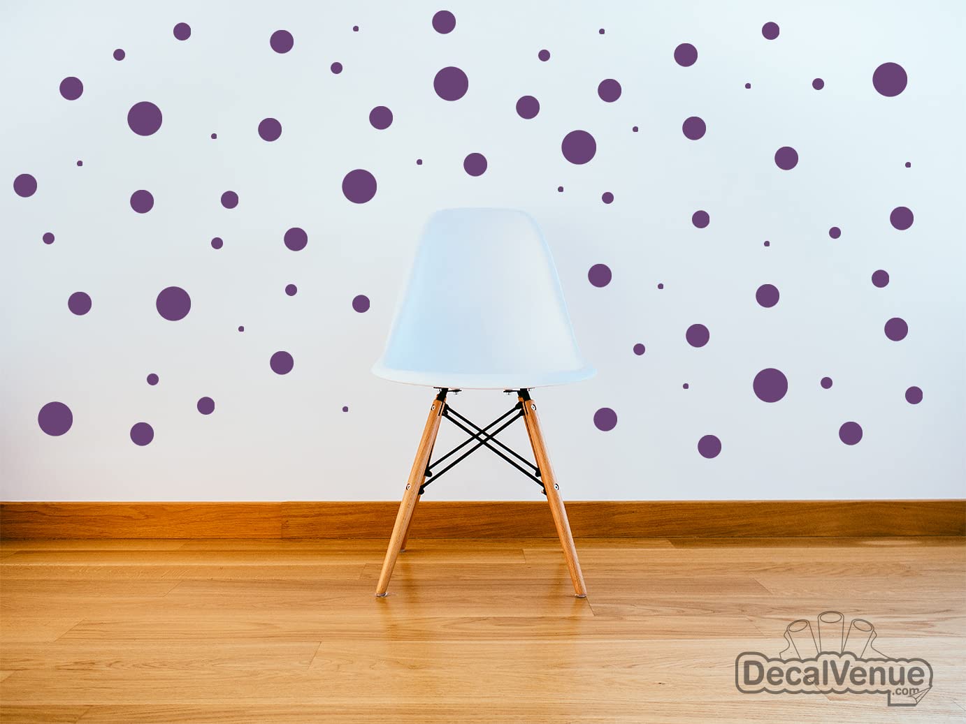 DecalVenue polka-dot wall decals offer easy placement for children's rooms.
