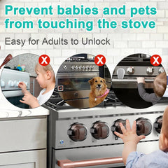 Decentraland gas knob covers installation-guide shows proper fit for effective childproofing.