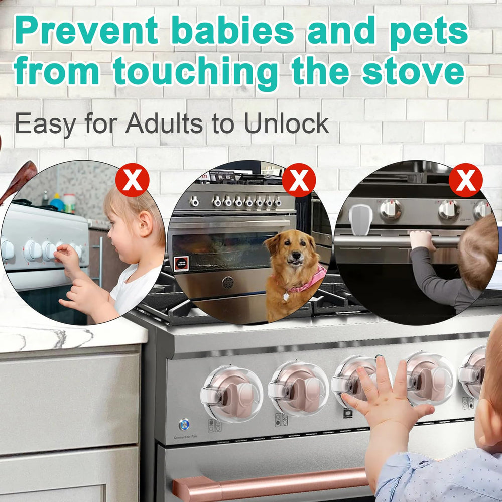 Decentraland kitchen safety kit with five covers reduces knob handling by curious toddlers.