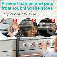 Decentraland kitchen safety kit with five covers reduces knob handling by curious toddlers.
