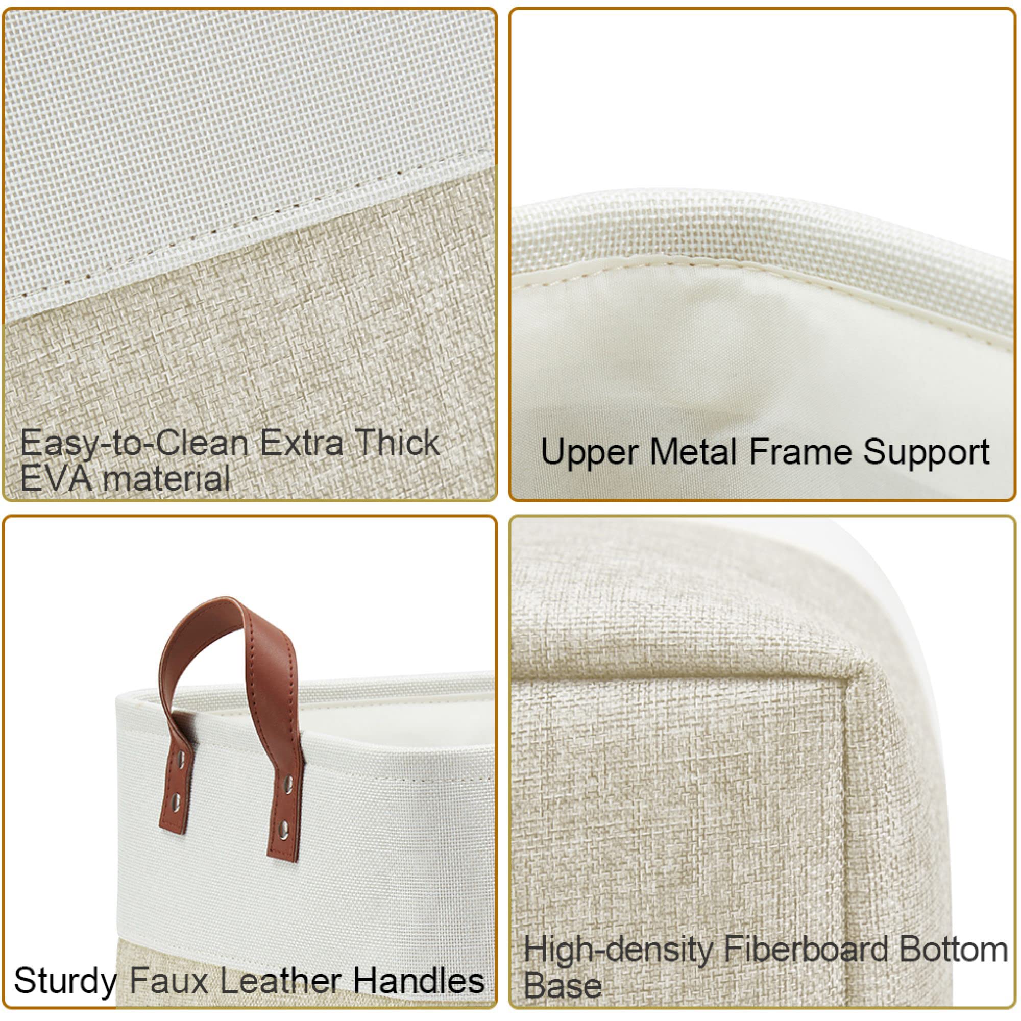 DECOMOMO beige basket with labeling strings for quick content sorting.