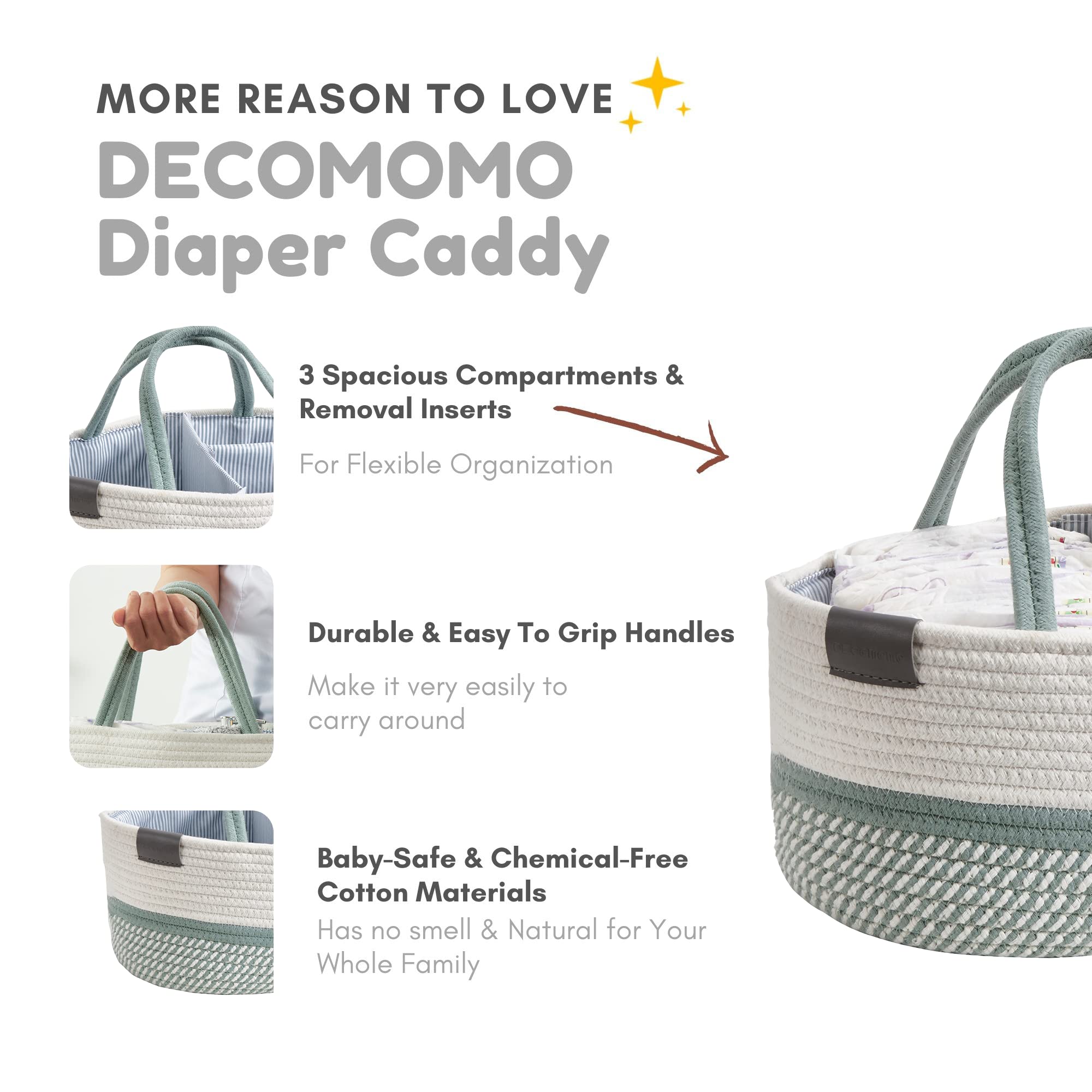 DECOMOMO removable divider three compartments easy item organization