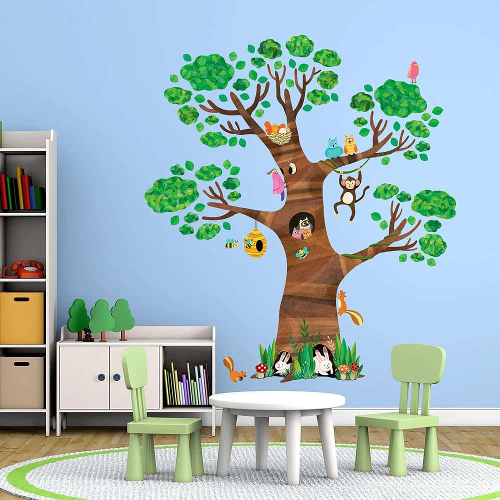 DECOWALL DL4-1709 nursery-forest-wall-art brightens nurseries with friendly animals and nature vibes.