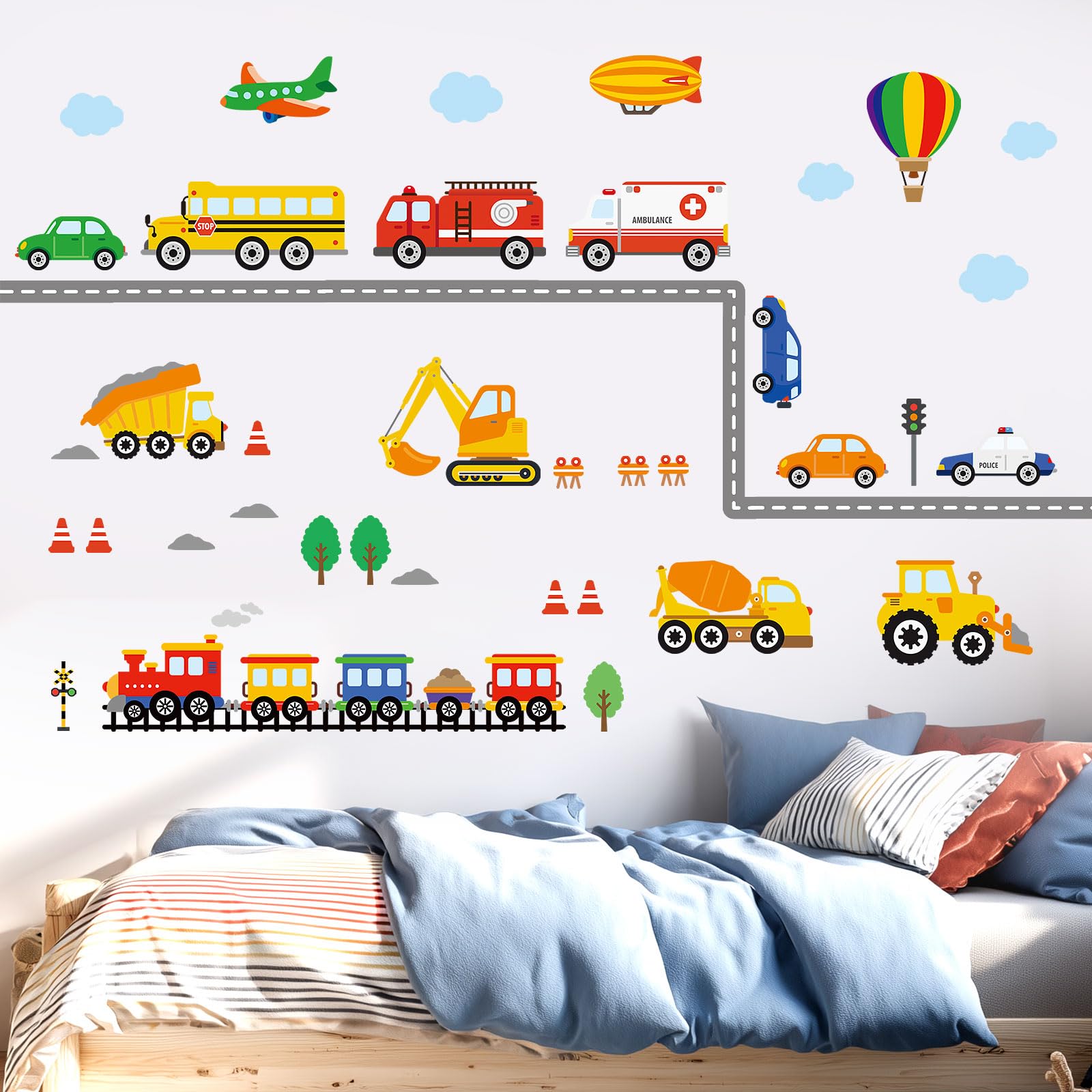 DECOWALL DS-8047 City road decal installs quickly for learning-themed nursery décor.
